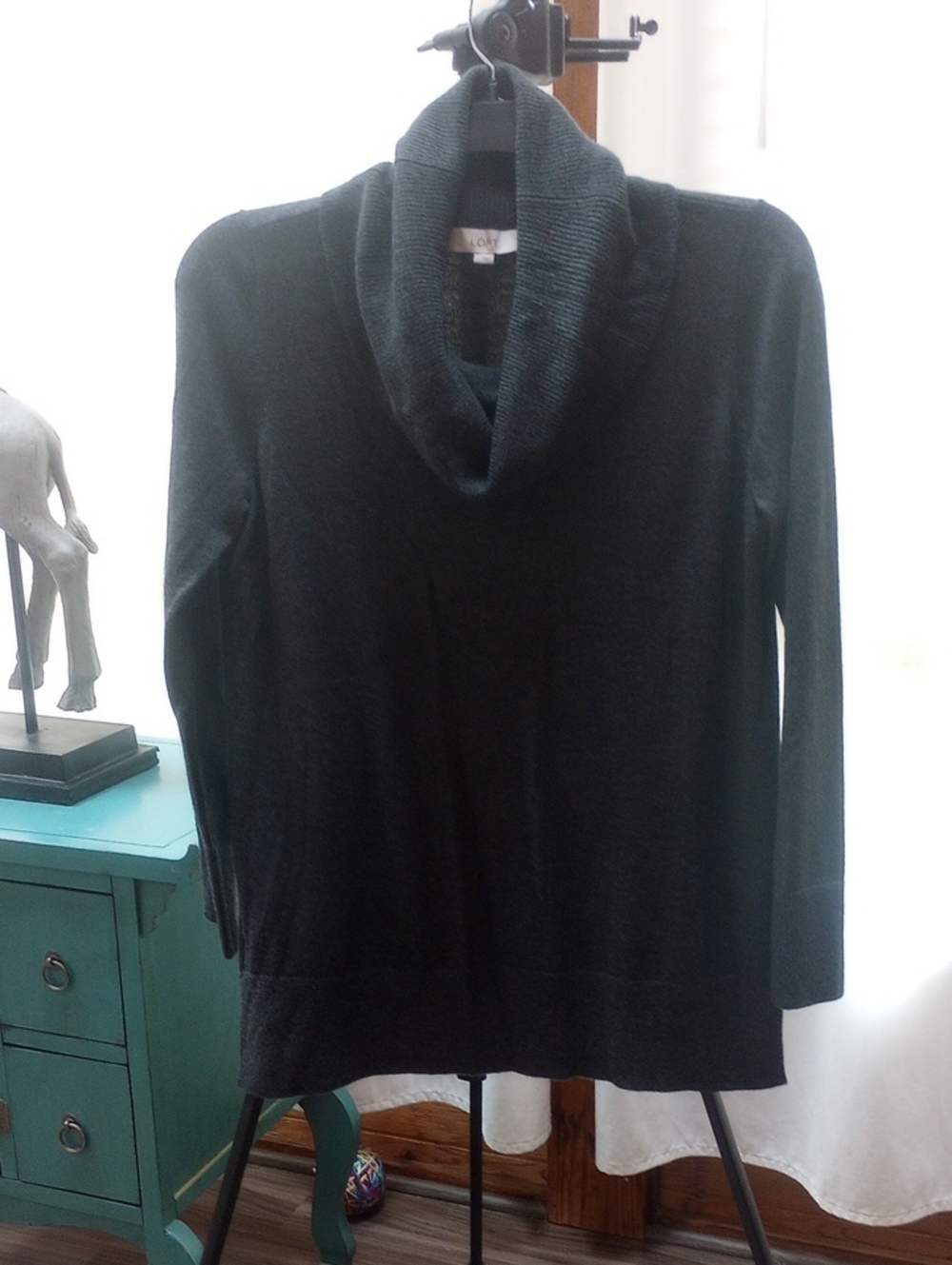 LOFT Charcoal Cowl Neck Sweater